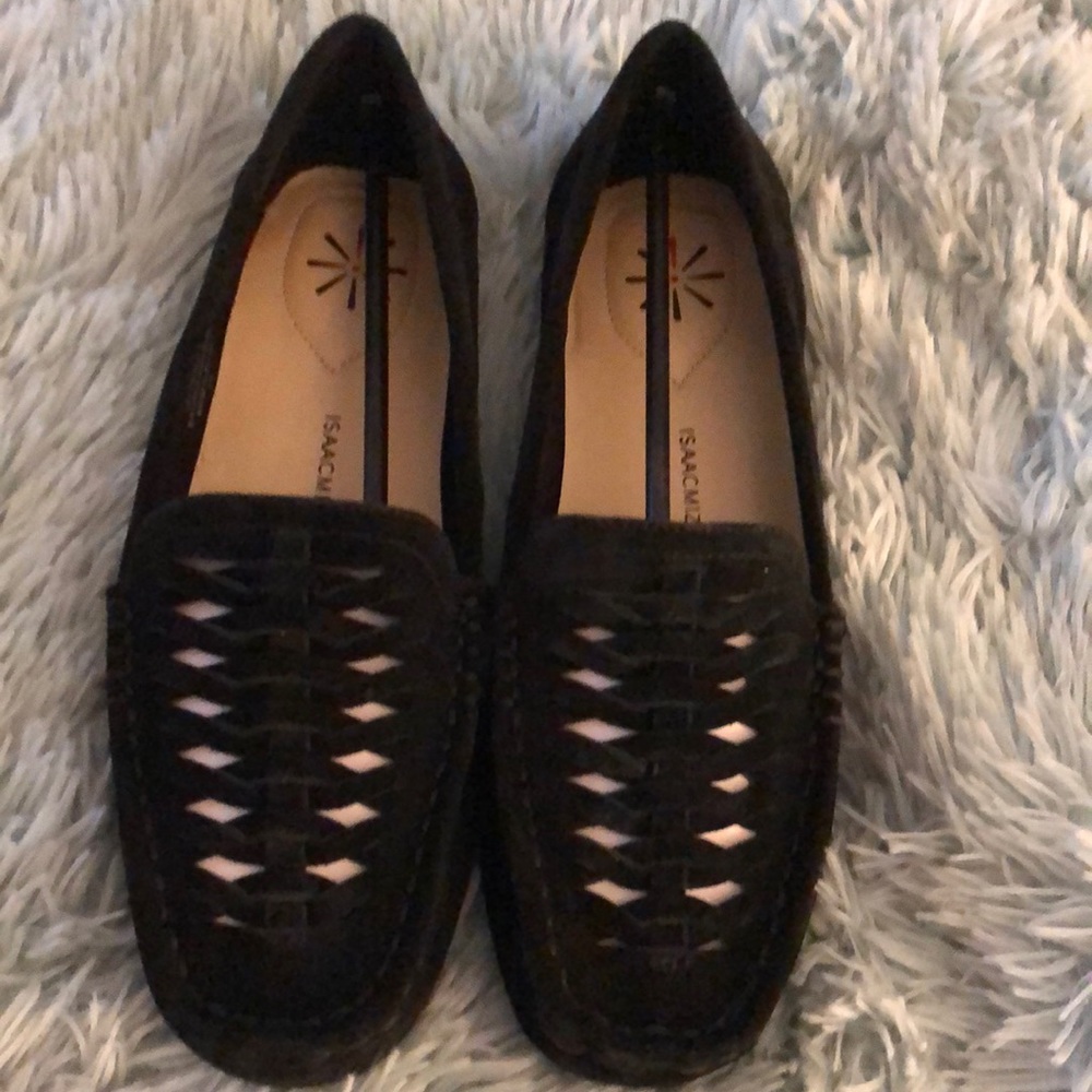 STUNNING NEW ISACC MIZRAHI BLACK SUEDE/ LEATHER SHOES 8W